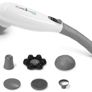 PADO Pure Wave CM07 Handheld Cordless Massager Percussion 6 Attachments White